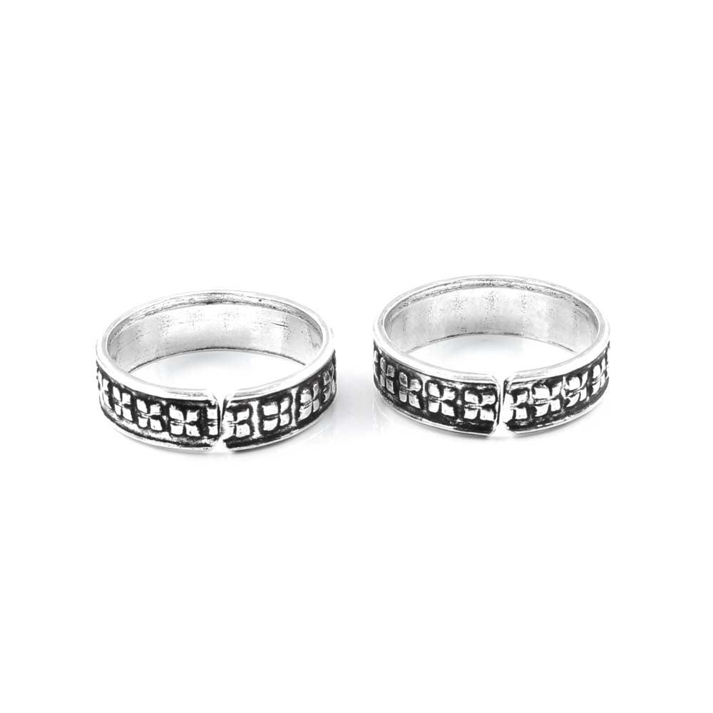 Real 925 Silver Oxidized foot toe rings band - Pair