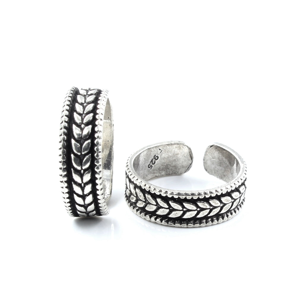 Real 925 Silver Oxidized toe rings band - Pair