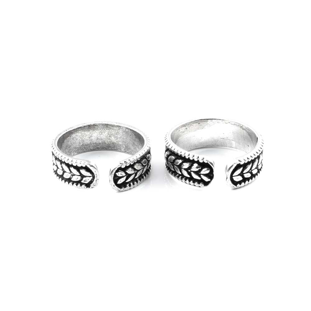 Real 925 Silver Oxidized toe rings band - Pair