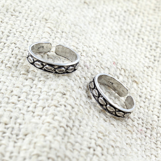 Real 925 Silver Oxidized toe rings - Pair