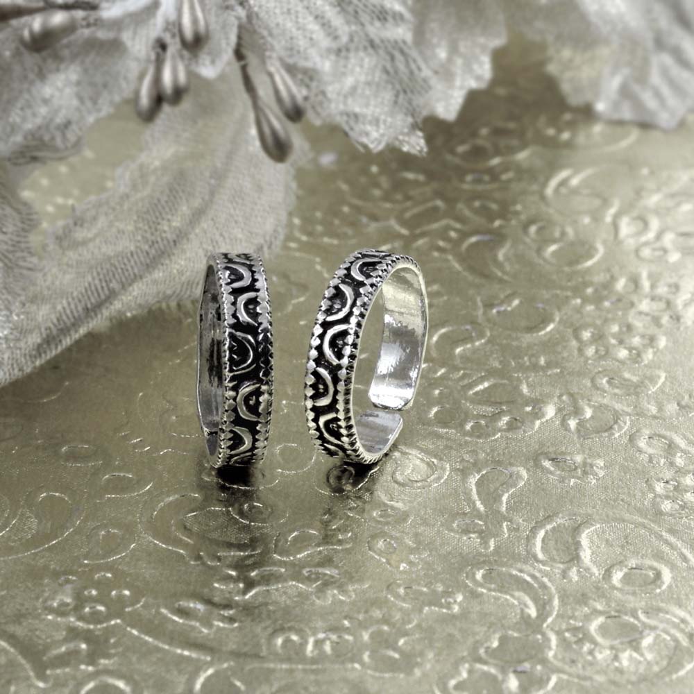 Real 925 Silver Oxidized toe rings - Pair