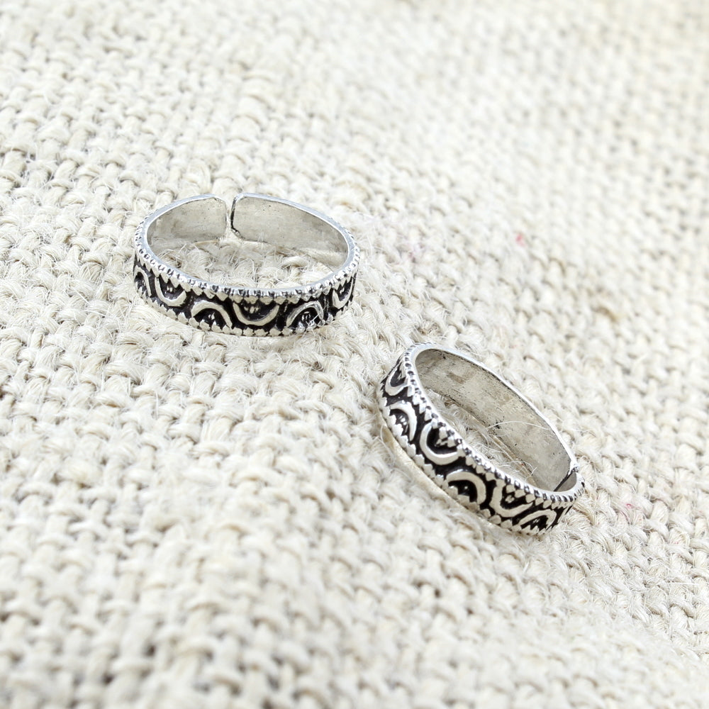 Real 925 Silver Oxidized toe rings - Pair