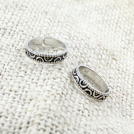 Real 925 Silver Oxidized toe rings - Pair