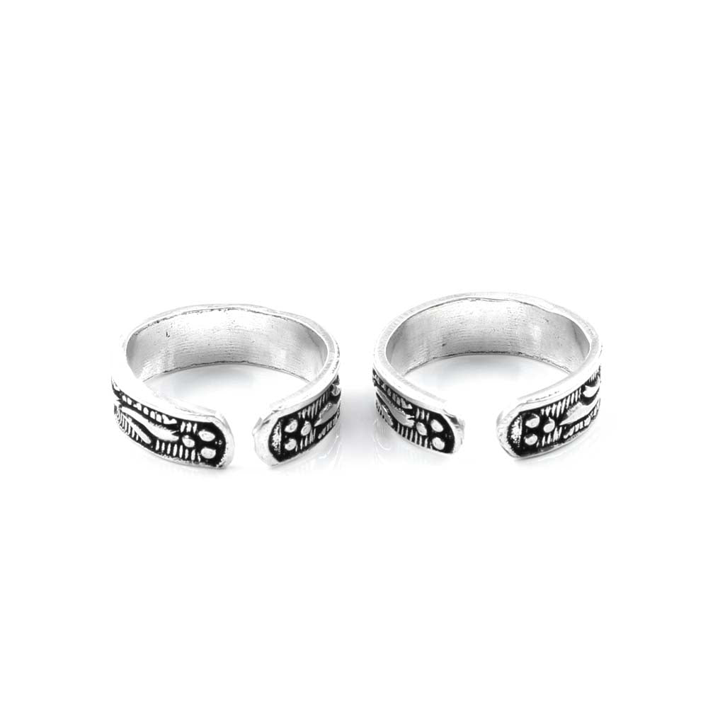 925 Silver Antique finish foot toe rings band - Pair