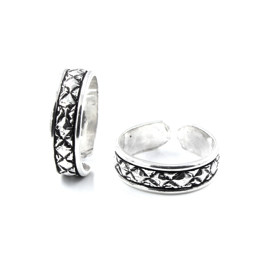 Real Silver Oxidized foot toe rings - Pair