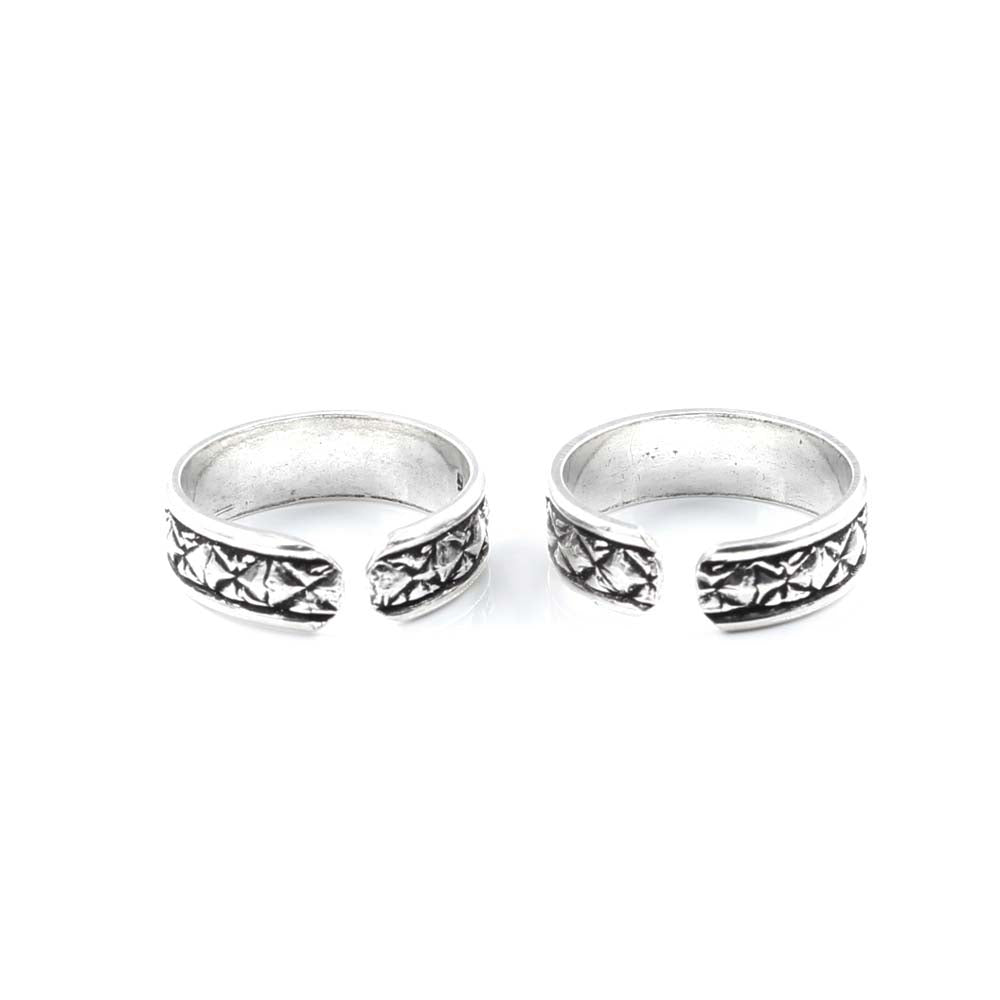 Real Silver Oxidized foot toe rings - Pair