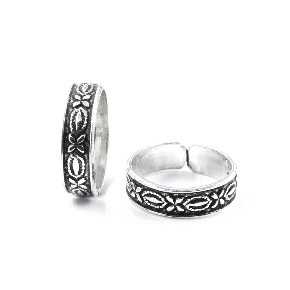 Real  Sterling Silver Oxidized foot toe rings - Pair