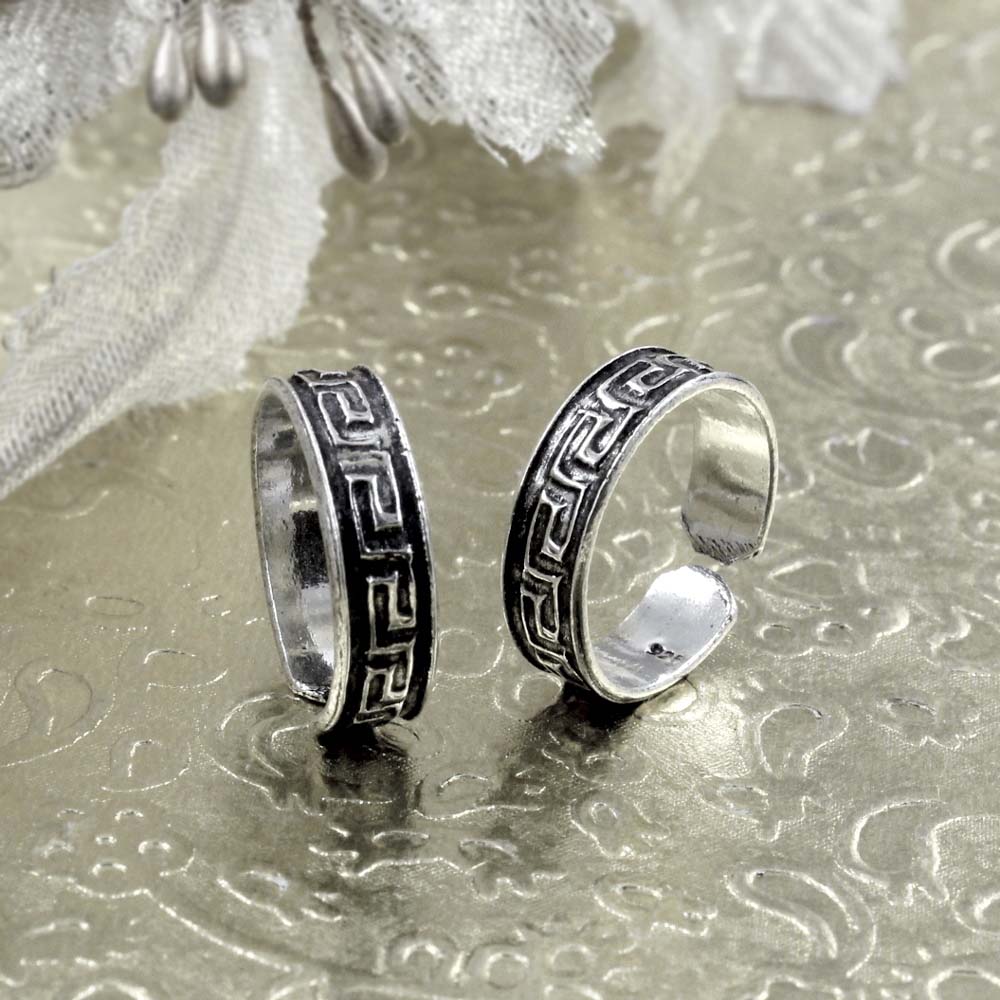 Real  Sterling Silver Oxidized foot toe rings - Pair