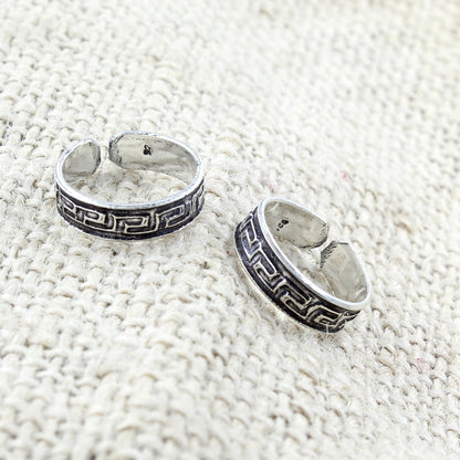 Real  Sterling Silver Oxidized foot toe rings - Pair