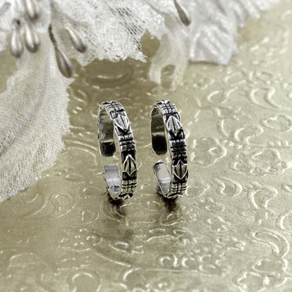 Real  Sterling Silver Oxidized foot toe rings - Pair