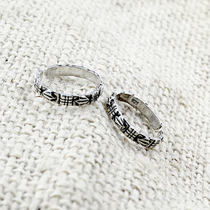 Real  Sterling Silver Oxidized foot toe rings - Pair