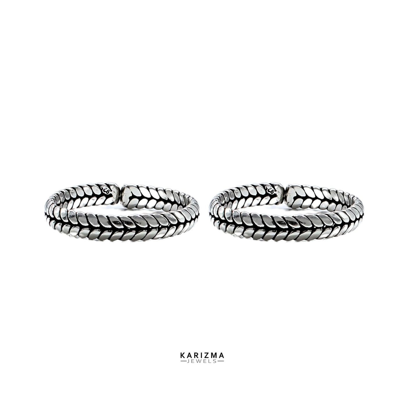 Real 925 Sterling Silver Oxidized Women daily wear foot toe THUMB rings band - Pair