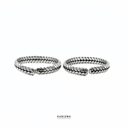 Real 925 Sterling Silver Oxidized Women daily wear foot toe THUMB rings band - Pair