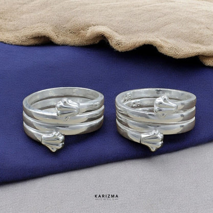 Real Sterling Silver Indian women designer foot toe rings - Pair