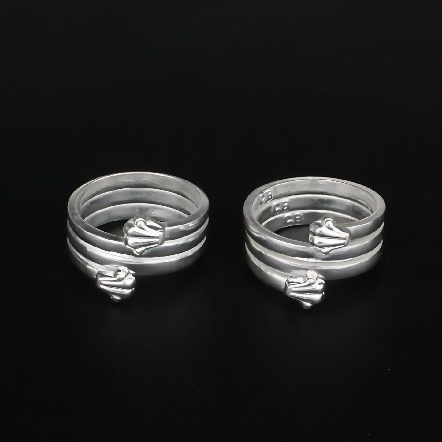 Real Sterling Silver Indian women designer foot toe rings - Pair