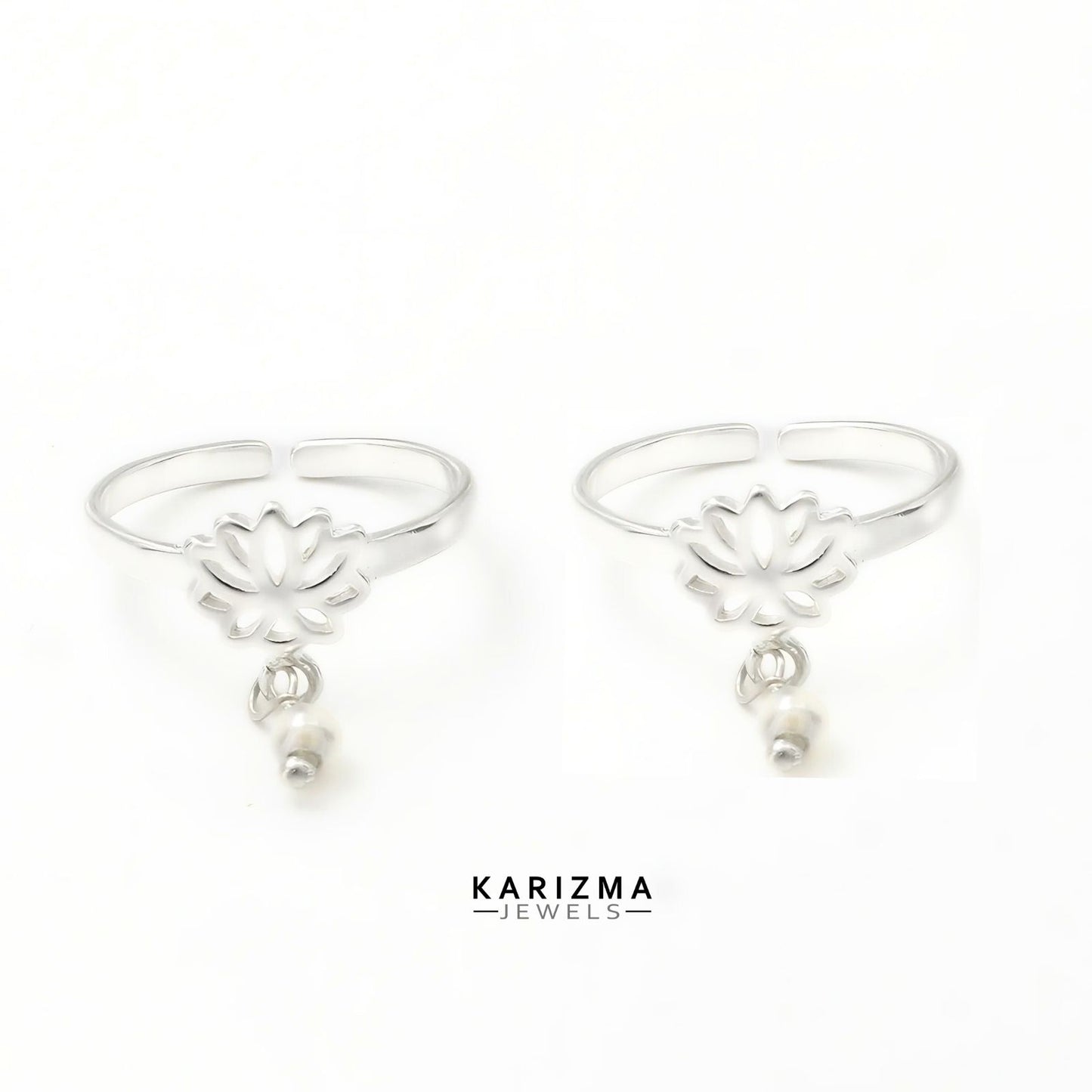 925 Real Sterling Silver women adjustable Lotus Toe Ring - Pair