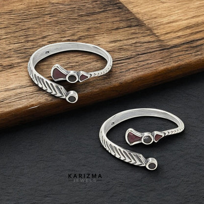 925 Real Sterling Silver Oxidized boho style Toe Ring for women - Pair