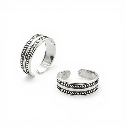 Beach wear 925 Real Sterling Silver women Oxidized Toe Ring - Pair