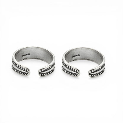 Beach wear 925 Real Sterling Silver women Oxidized Toe Ring - Pair