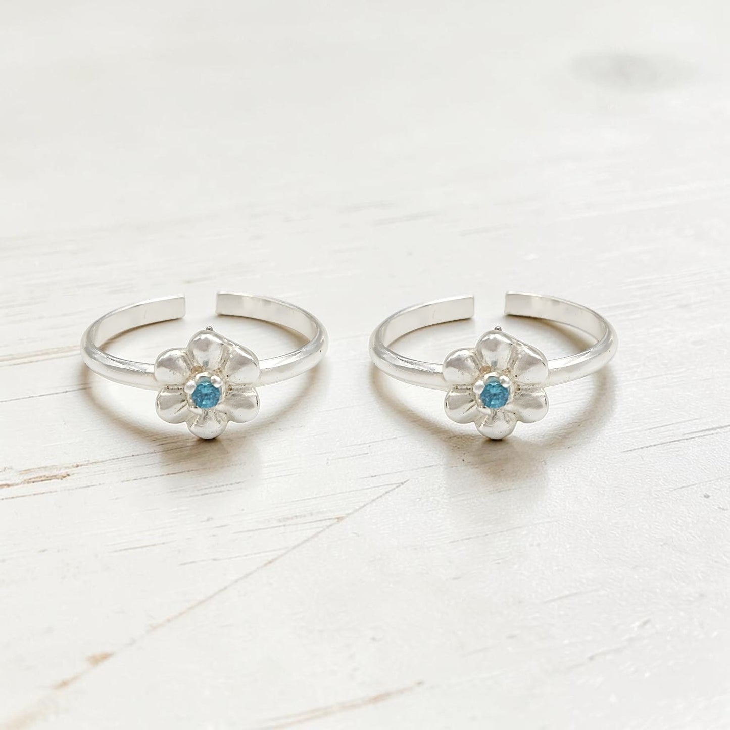 Daily wear 925 Real Silver Women Flower Duet Toe Ring - Pair
