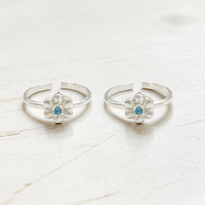 Daily wear 925 Real Silver Women Flower Duet Toe Ring - Pair