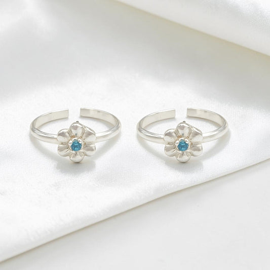 Daily wear 925 Real Silver Women Flower Duet Toe Ring - Pair