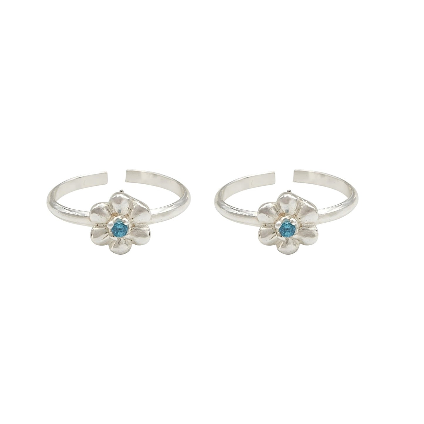 Daily wear 925 Real Silver Women Flower Duet Toe Ring - Pair