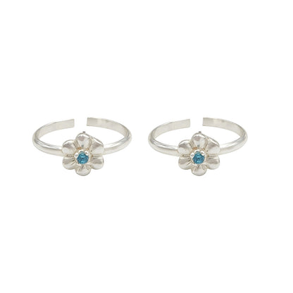 Daily wear 925 Real Silver Women Flower Duet Toe Ring - Pair