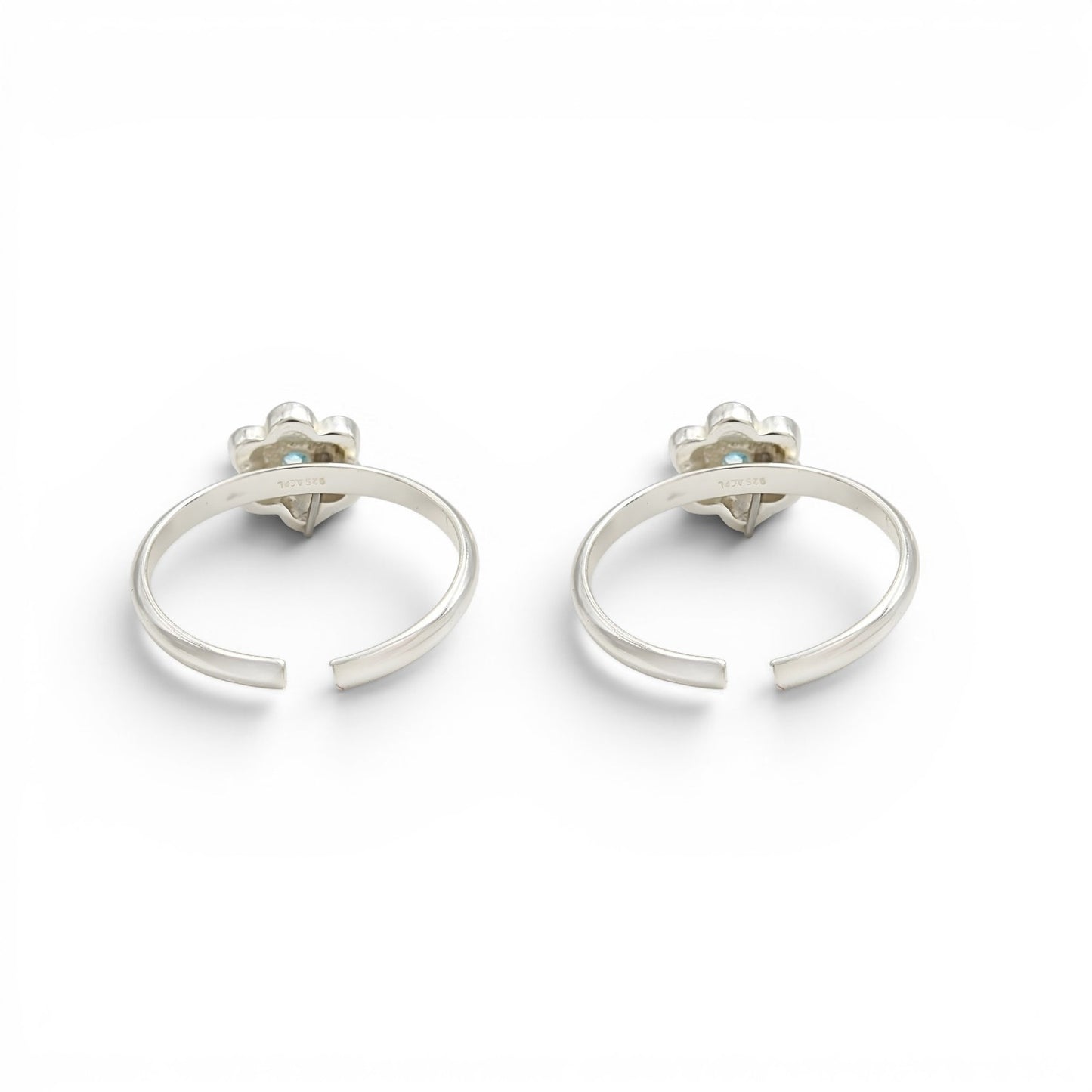 Daily wear 925 Real Silver Women Flower Duet Toe Ring - Pair