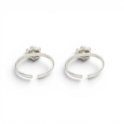 Daily wear 925 Real Silver Women Flower Duet Toe Ring - Pair