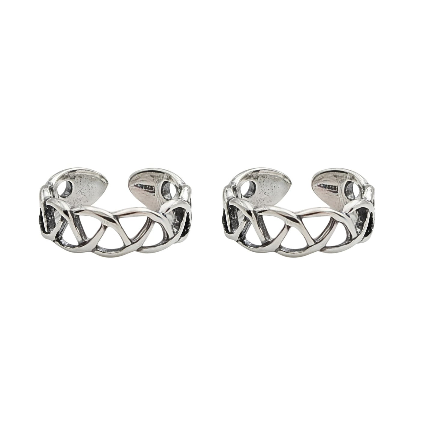 Boho wear 925 Real Silver Women Celtic Weave Oxidized Toe Ring - Pair