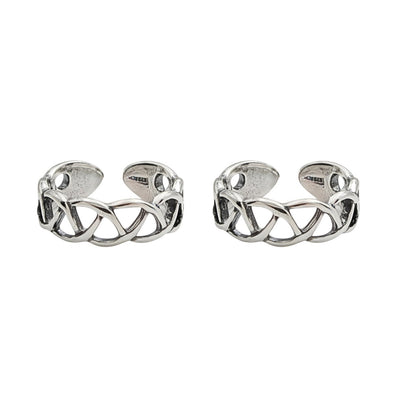 Boho wear 925 Real Silver Women Celtic Weave Oxidized Toe Ring - Pair