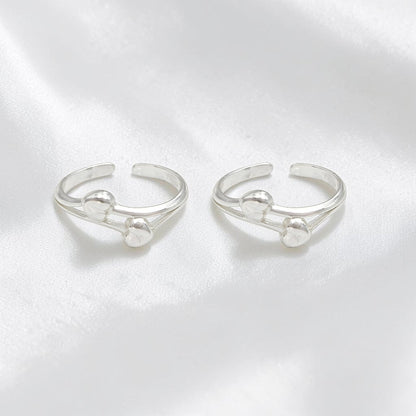 Elegance 925 Real Silver Women Double Heart Motif Toe Ring - Pair