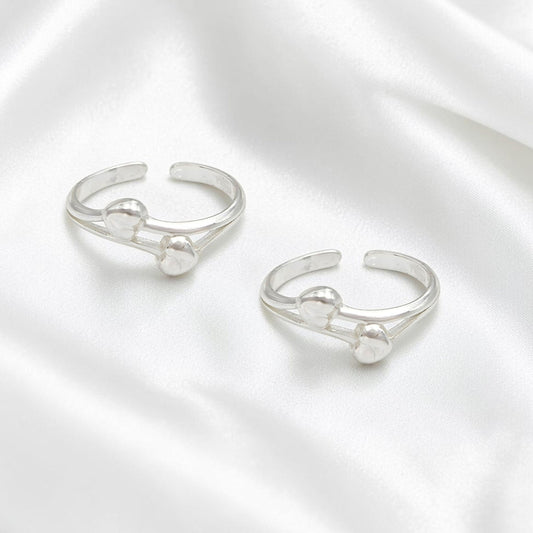 Elegance 925 Real Silver Women Double Heart Motif Toe Ring - Pair