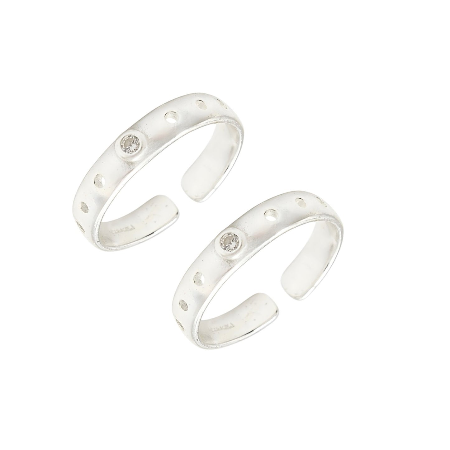 925 Real Silver Women daily wear and gifting White CZ Toe Ring - Pair
