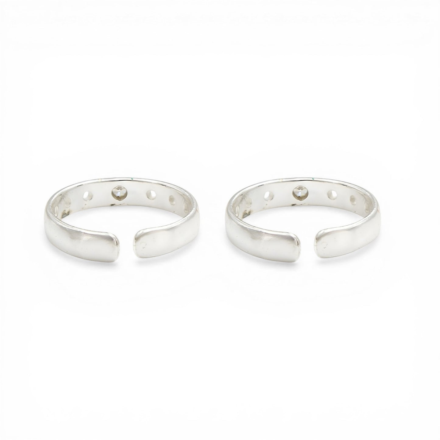 925 Real Silver Women daily wear and gifting White CZ Toe Ring - Pair