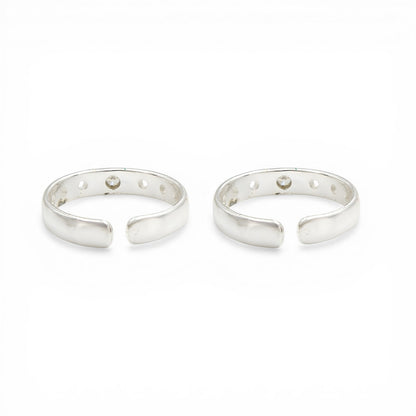 925 Real Silver Women daily wear and gifting White CZ Toe Ring - Pair