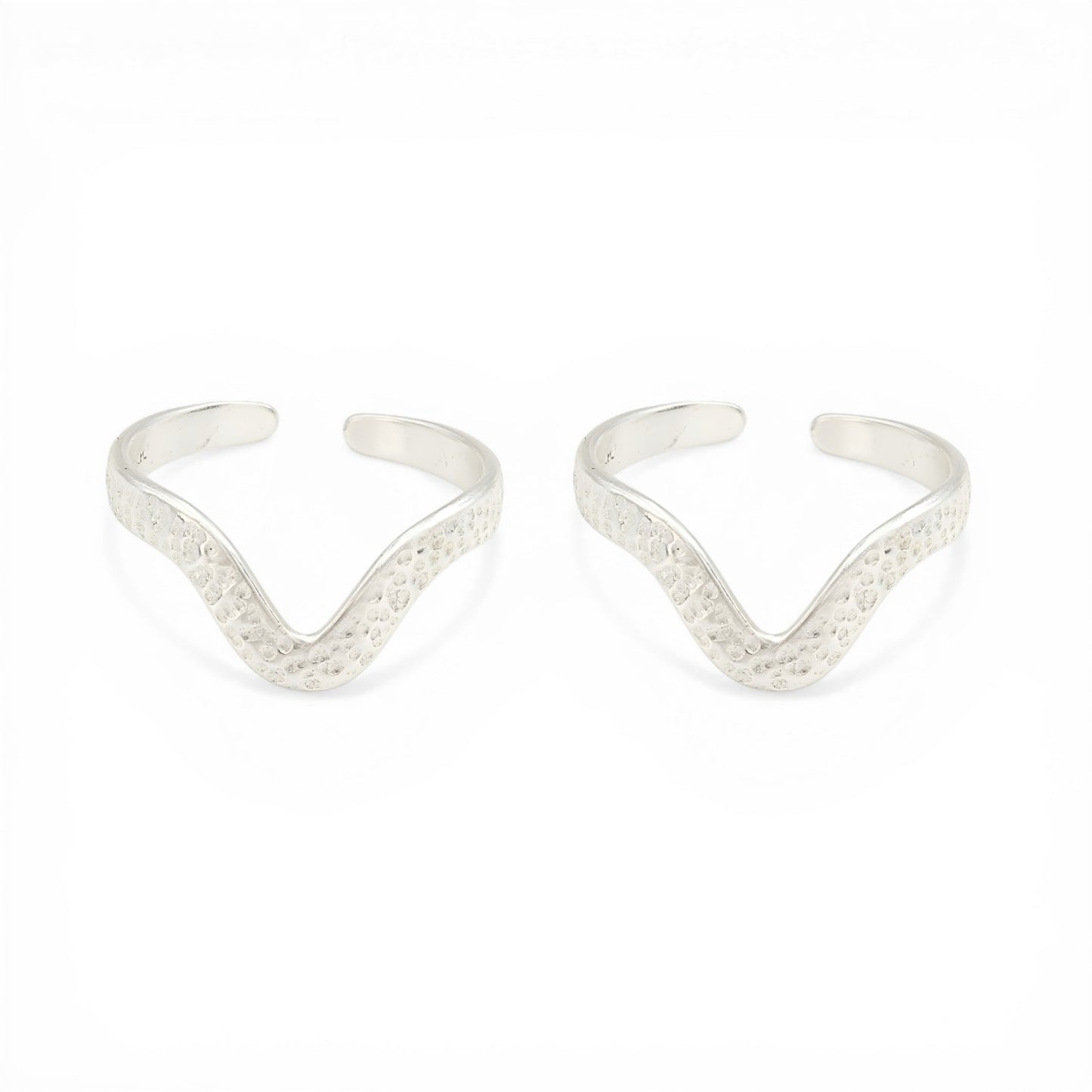925 Real Sterling Silver women V shape Chevron Toe Ring - Pair