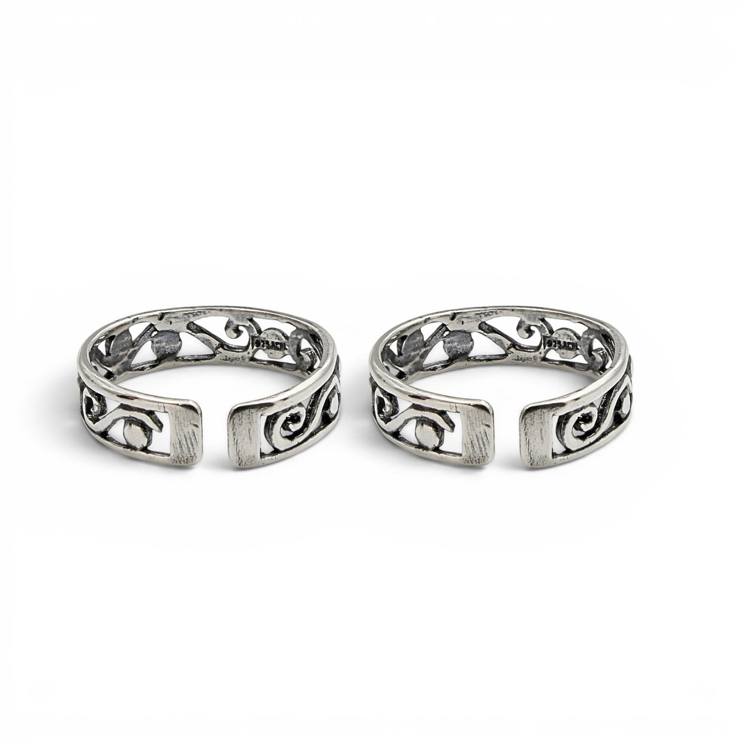 Wind Filigree 925 Real Silver Women Oxidized Toe Ring - Pair