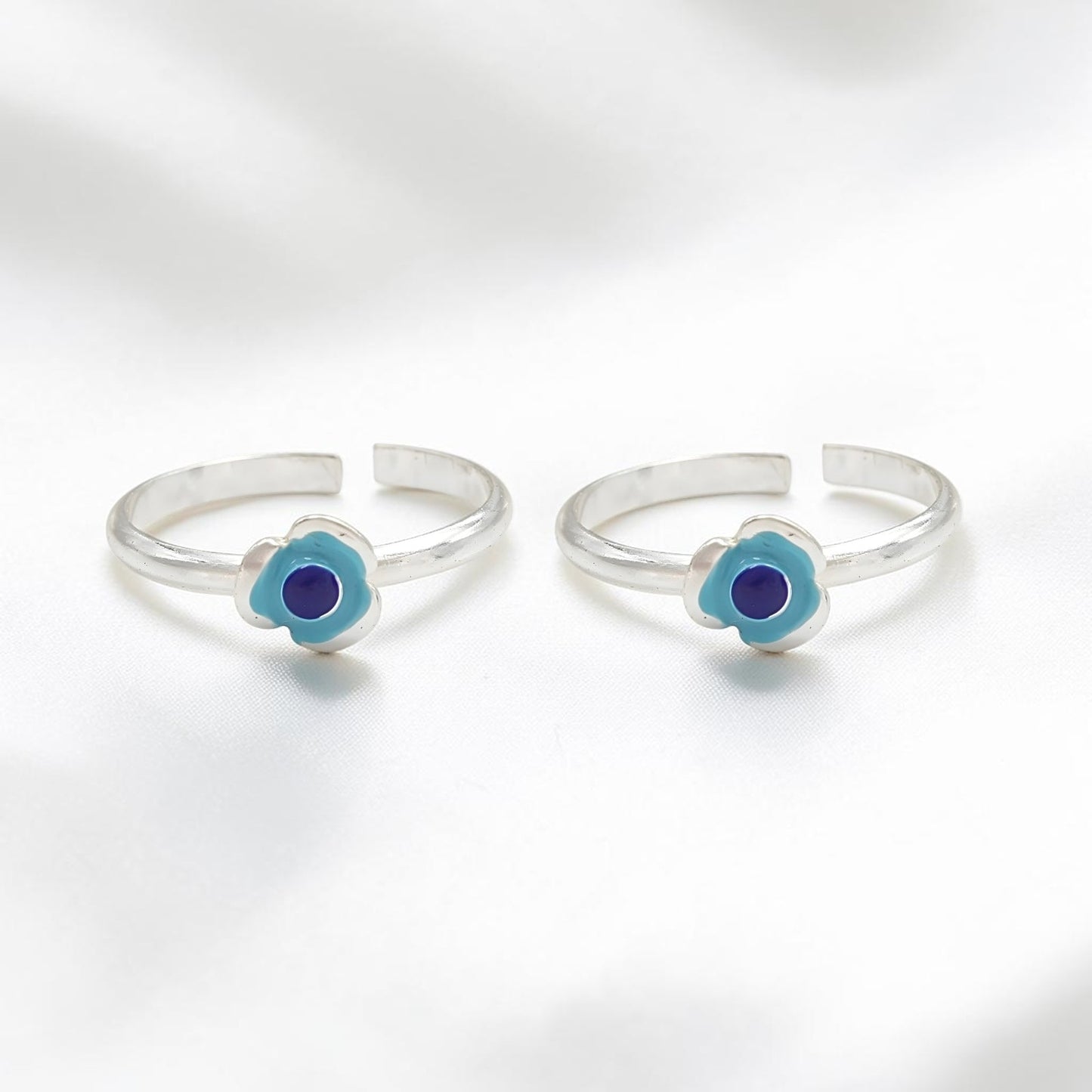 925 Real Silver Women Flower design Toe Ring - Pair