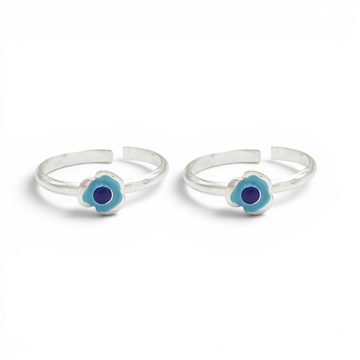 925 Real Silver Women Flower design Toe Ring - Pair