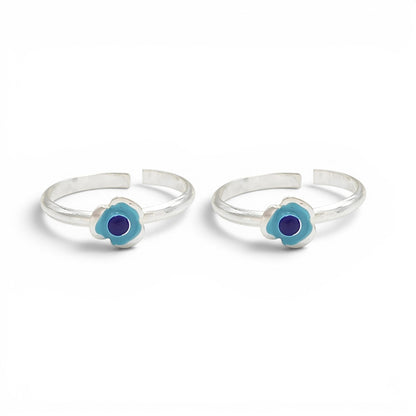 925 Real Silver Women Flower design Toe Ring - Pair