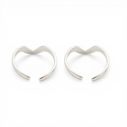 925 Real Sterling Silver women V shape Chevron Toe Ring - Pair