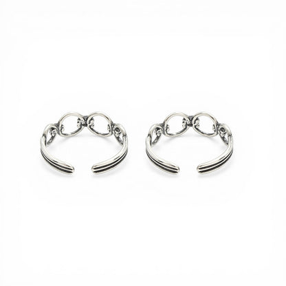 Beach wear 925 Real Silver Women Oxidized Link Design Toe Ring - Pair