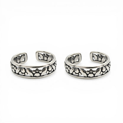 Classic 925 Real Silver Women Cutwork Antique Toe Ring - Pair
