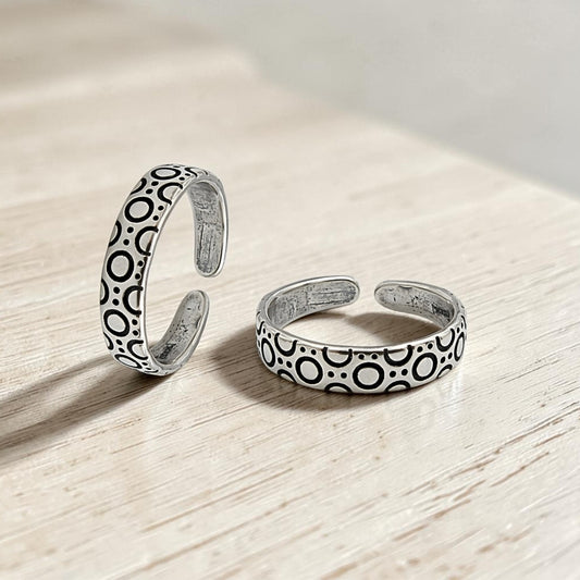 Lightweight 925 Real Silver Women Oxidized Toe Ring - Pair