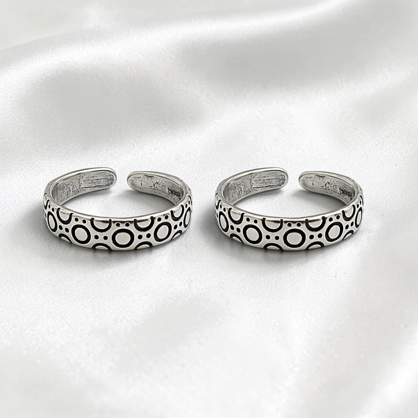 Lightweight 925 Real Silver Women Oxidized Toe Ring - Pair
