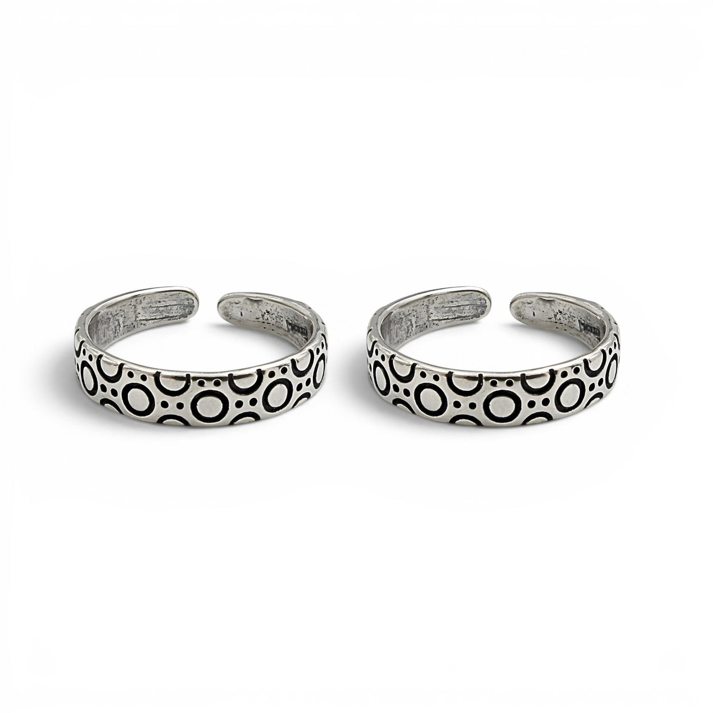 Lightweight 925 Real Silver Women Oxidized Toe Ring - Pair