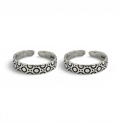 Lightweight 925 Real Silver Women Oxidized Toe Ring - Pair