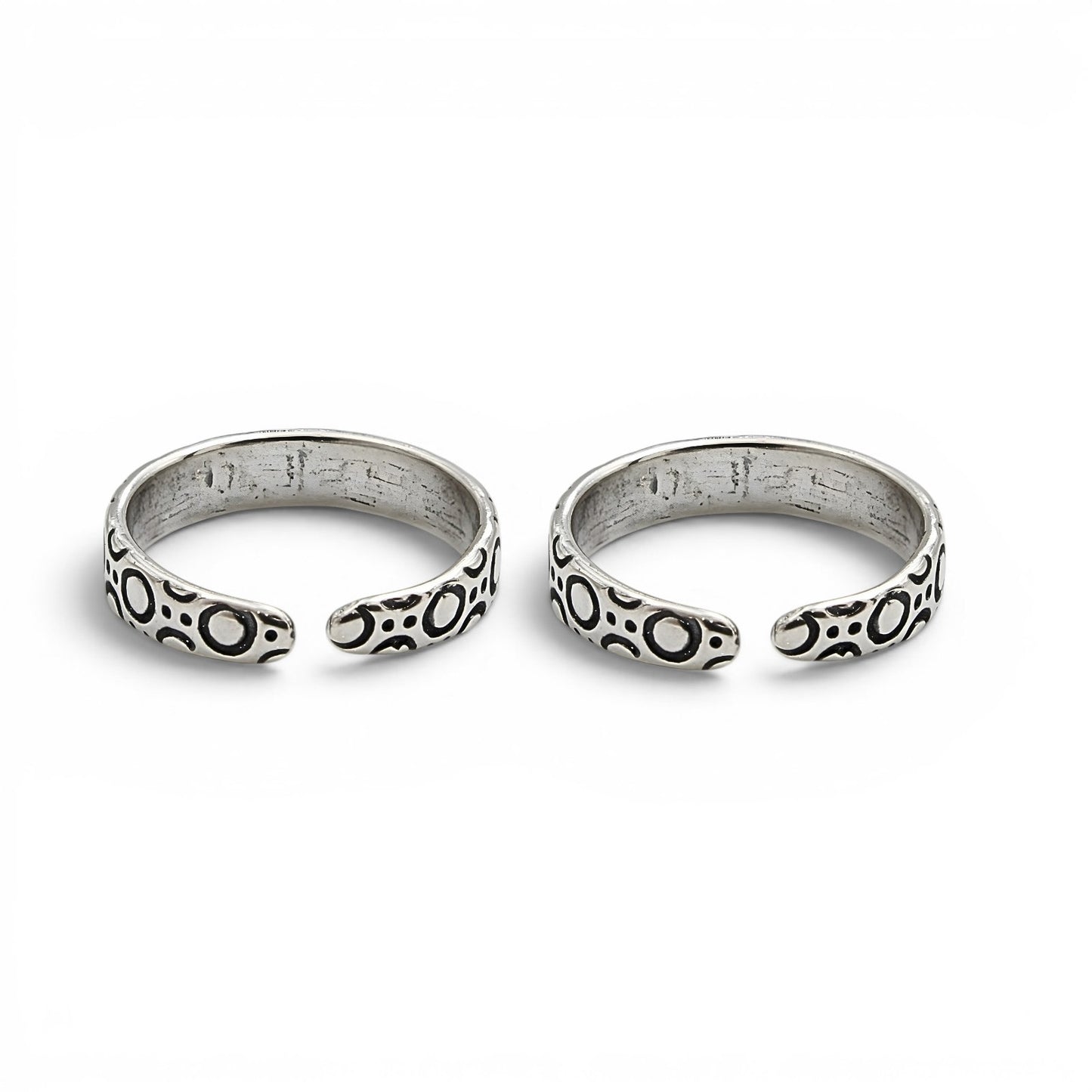 Lightweight 925 Real Silver Women Oxidized Toe Ring - Pair